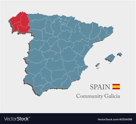Map Country Spain Spanish Region Galicia Vector Image