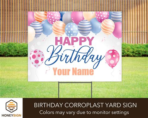 Happy Birthday Yard Sign With H Stake Personalized Birthday Etsy