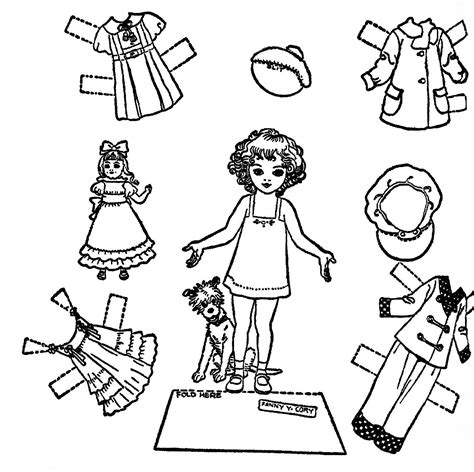 Includes a 12 inch paper doll, 3 sheets of black and white dresses (6 dresses total) and 5 dresses in color, also a cape. Mostly Paper Dolls: Millie Muffet, the child-queen of the ...