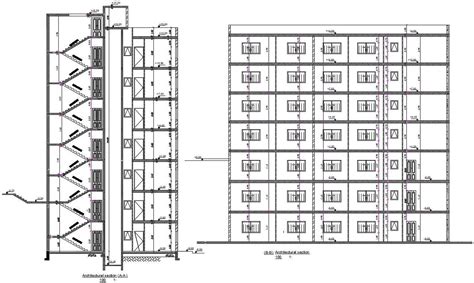 Apartment House Building Section Drawing Dwg File Cadbull
