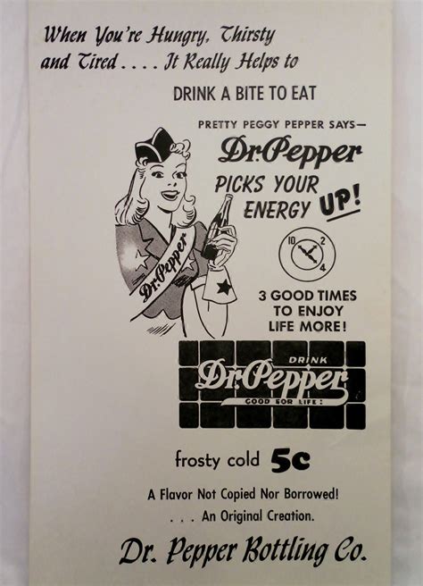 Vintage 1940s Dr Pepper Peggy Pepper Advertising Poster