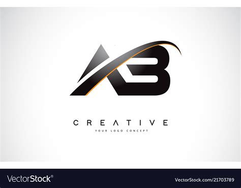 Ab A B Swoosh Letter Logo Design With Modern Vector Image