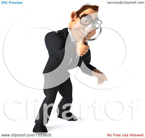Clipart Of A 3d Bespectacled Macho White Businessman Facing Right