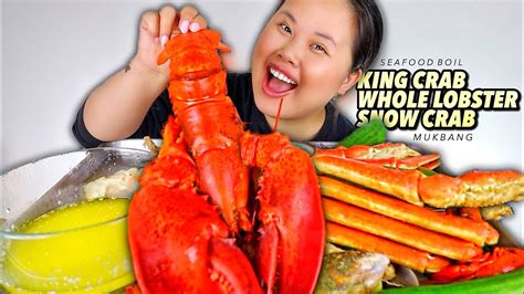 KING CRAB LEGS WHOLE ENTIRE LOBSTER MUSSELS SEAFOOD BOIL MUKBANG 먹방 EATING SHOW YouTube