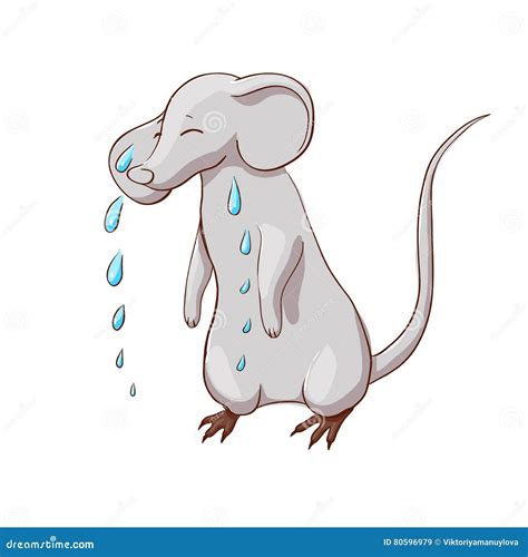 Sad Crying Mouse Cartoon Vector 80596979