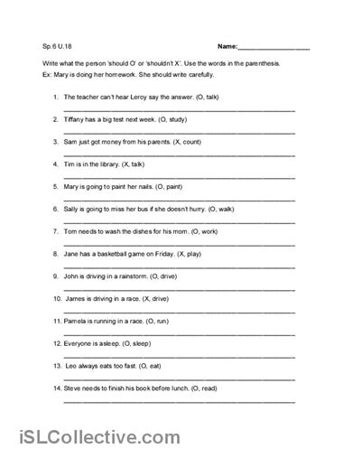 Should Vs Shouldn T Worksheet Free Esl Printable Worksheets Made By Teachers Esl Worksheets
