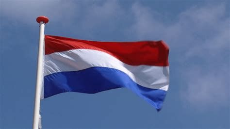 Dutch Flag In Blue Sky Waving In Wind The National Flag Of The Kingdom