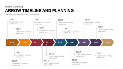 Arrow Timeline And Planning Template For Powerpoint And Keynote