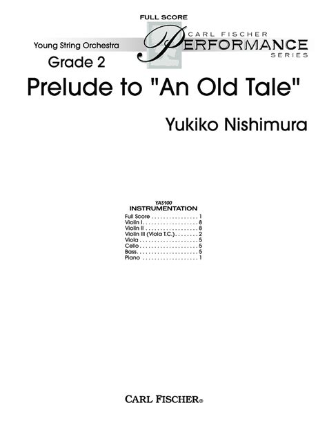 Prelude To An Old Tale By Yukiko Nishimura Jw Pepper Sheet Music