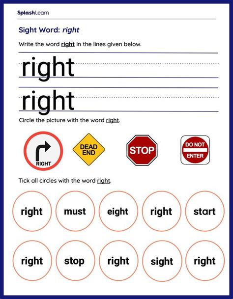 Sight Words Right Words Worksheets 99worksheets