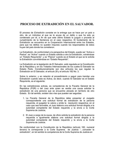 Proceso De ExtradiciÓn En El Salvador