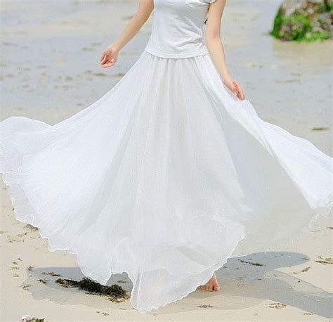 Long Flowing White Skirt White Chiffon Skirt Maxi Skirt Long Skirt By