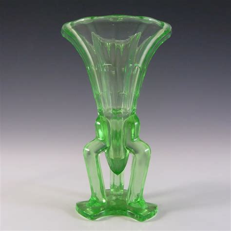 Czech 1930 S Art Deco Uranium Green Glass Rocket Vase £33 25