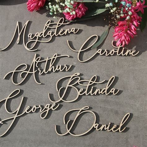 Wooden Laser Cut Names Wedding Place Cards Name Place Settings Etsy