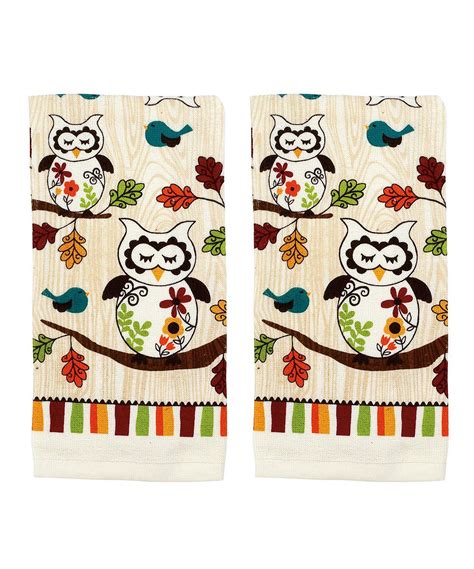 Ritz Sleepy Owl Dish Towel Set Of Two Owl Home Decor Westland Tware Kitchen Towel Set