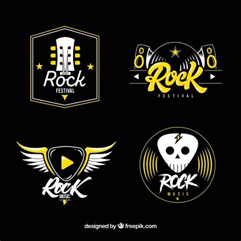 Rock Logo Collection With Flat Design Free Vector جرافيكس العرب كل ما