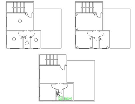 1 Bhk House Floor Plan Autocad Drawing Cadbull