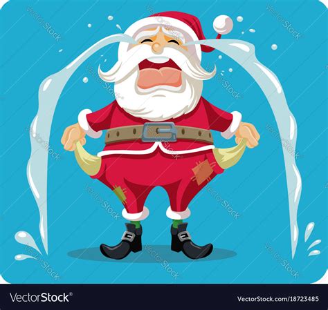 Sad Crying Santa With Empty Pockets Cartoon Vector Image