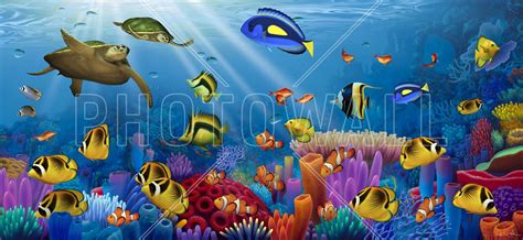 Sea Of Life Made To Measure Wall Mural Sea Life Painting Turtle