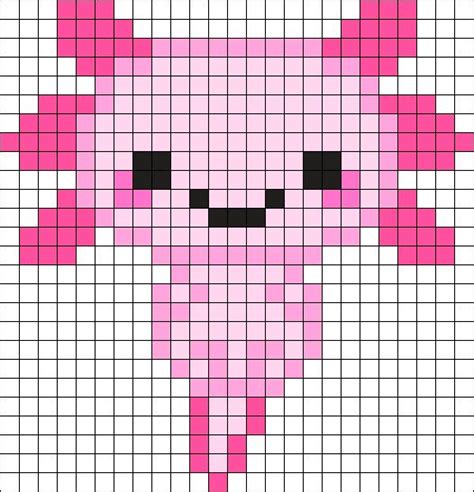 Kawaii Axolotl Kandi Pattern Pixel Art Pattern Cross Stitch Art