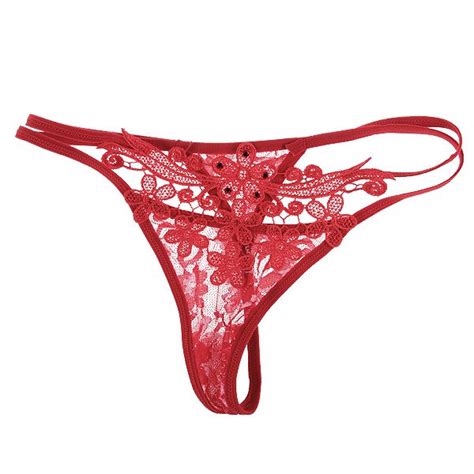 Women Sexy Lace Flower Briefs Lingerie V String G String Thongs Panty