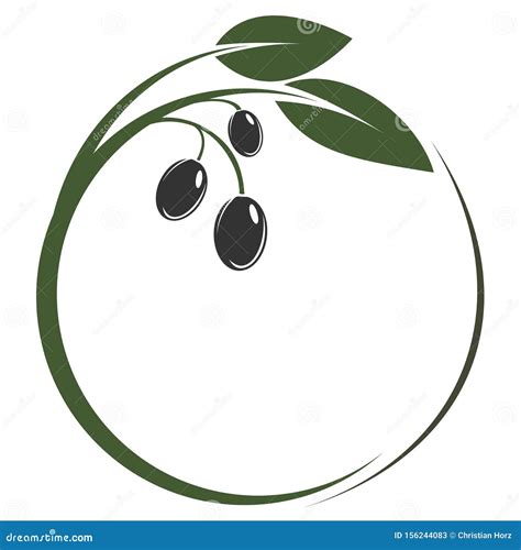 Round Green Olive Branch Logo Or Symbol Stock Vector Illustration Of