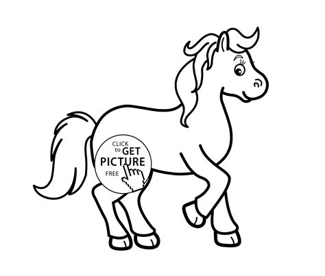 Little Horse Cartoon Animals Coloring Pages For Kids