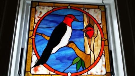 Woodpeckers Stained Glass Panel By Anita Troisi 16 Sq Stained Glass Birds Art Stained