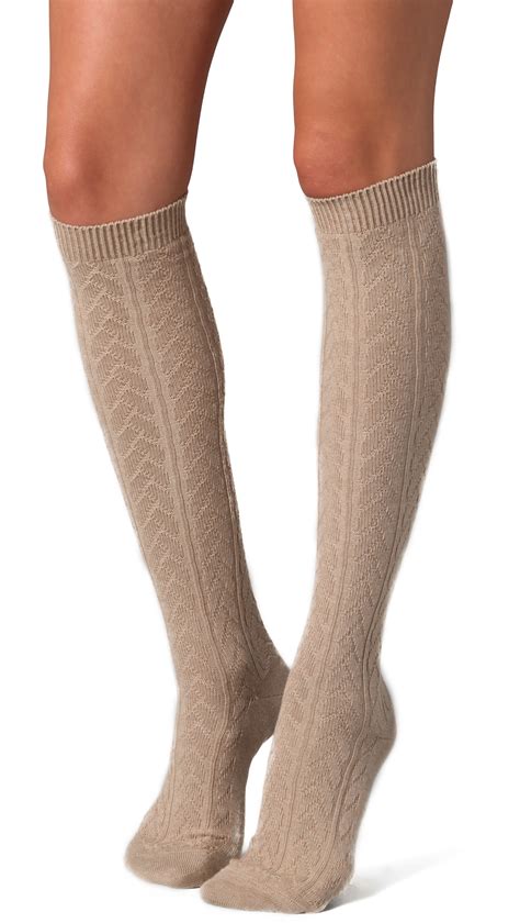 Lyst Falke Striggings Cable Knit Knee High Socks Grey In Natural