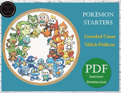 Pokémon Starters Cross Stitch Pattern Pokémon 10 X Etsy