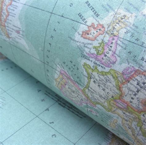 Weltkarte 2 Globus Atlas Dekostoff Baumwolle Material 280cm Breit
