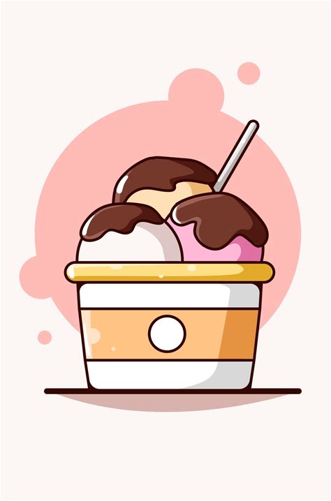 Sweet Ice Cream Cup Cartoon Illustration 2155975 Vector Art At Vecteezy