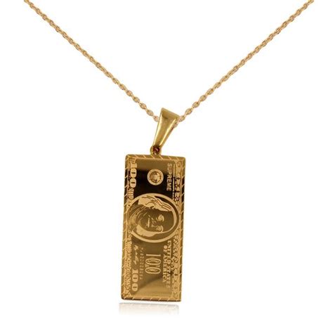 Wholesale 18k Hips Hops Dollar Necklaces Street Wear Vintage Gold Men