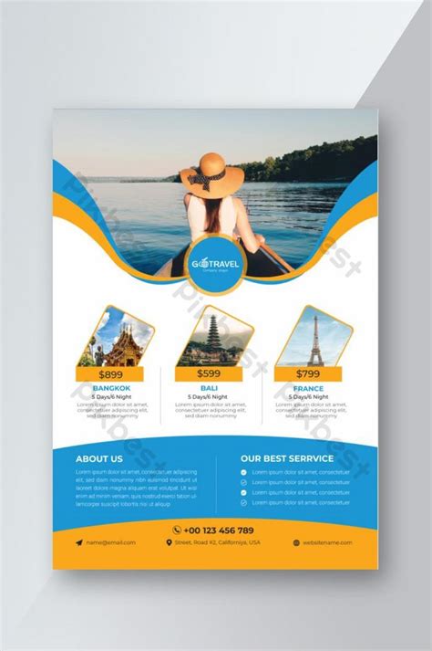 Simple Blue And Yellow Travel Flyer Design Ai Free Download Pikbest