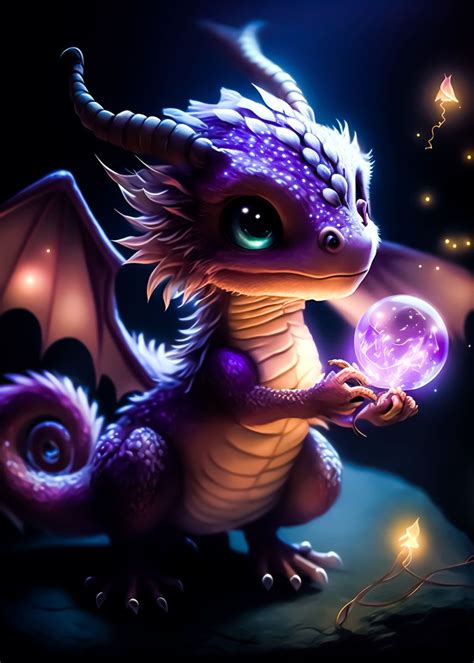 Baby Dragon Poster Picture Metal Print Paint By Anime Manga Magic