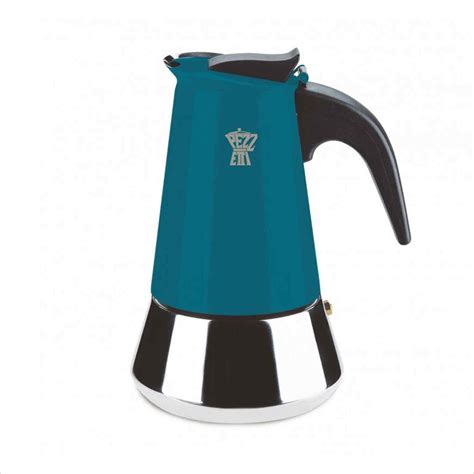 Pezzetti Steelexpress Stove Top Moka Pot Coffee Maker 6 Cup Teal