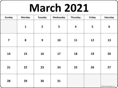 In the collection you will find templates of various styles and formats that are convenient and useful. March 2021 blank calendar collection.