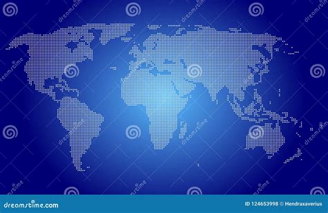 World Map Vector With Blue Square Dots Stock Vector Illustration Of