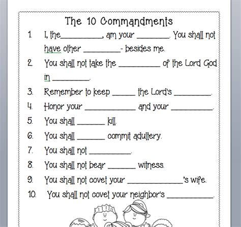 Free printable ten commandments great for the church or christian school. Pin on Grade 2