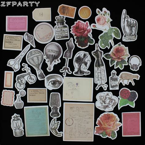 zfparty 86pcs vintage flowers colorful stickers for scrapbooking happy planner card making