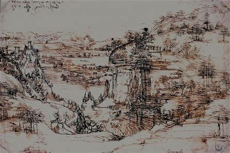 Leonardo Da Vinci Sketch Of The Arno Valley Paisajes Dibujos