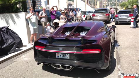 3 Carbon Red Bugatti Chiron Spotted Monaco Rear Side Angle Sssupersports