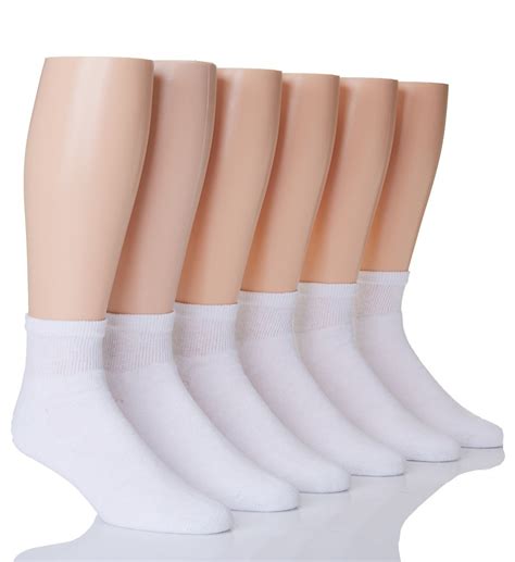 Hanes Cl86 Classic Comfortsoft Ankle Socks 6 Pack White Os