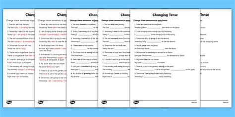 Changing Tense Worksheets - changing tense, past future ...