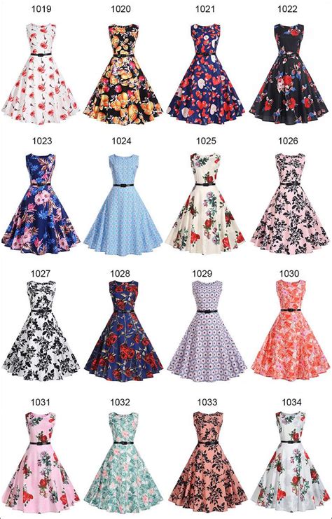 643us 41 Offfloral Print Women Summer Dress Hepburn 50s 60s Retro