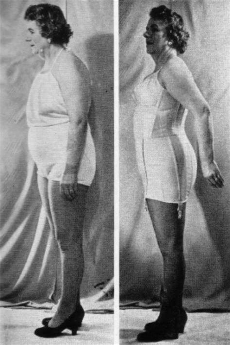 before spanx these ads from vintage magazines show the woman before and after wearing their