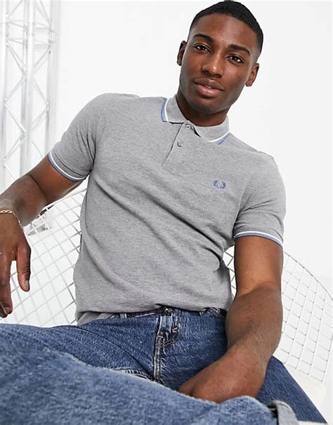 Fred Perry Twin Tipped Polo In Light Grey Marl Asos