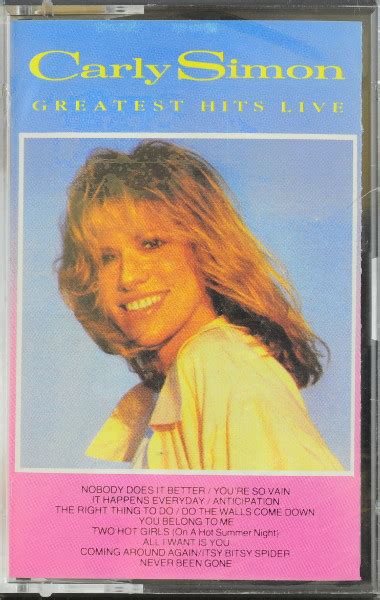 Carly Simon Greatest Hits Live 1988 Cassette Discogs