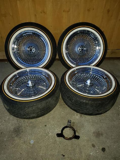 Brand New 17 Chrome 100 Spoke Wire Wheels And Good Vogue Tires For