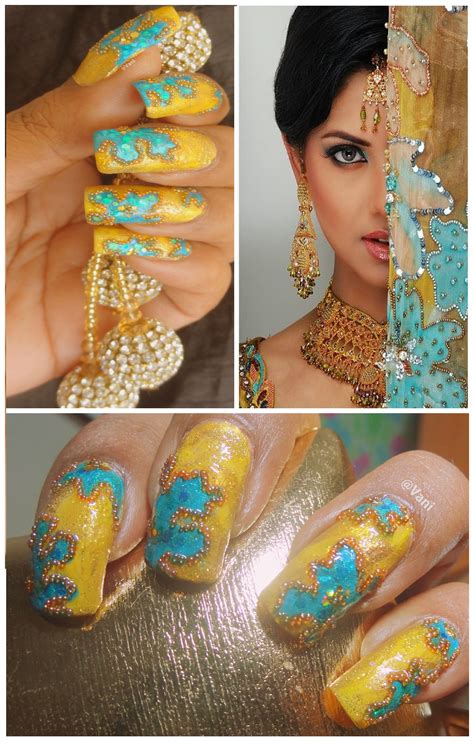 Indian Bridal Dupatta Inspired Nails Handpaintednailart Indiannailart